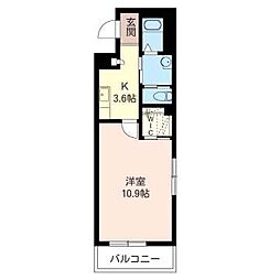 A.M.YGARDEN春 1Kの間取図画像