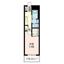 A.M.YGARDEN春 1Kの間取図画像