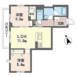 エルミタージュ 2LDKの間取図画像