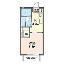 シルフィーA 1Kの間取図画像