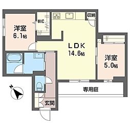 ブリリアント ガーデン 2LDKの間取図画像