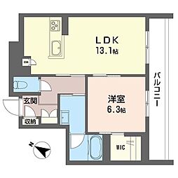 ピアチェーレ 1LDKの間取図画像
