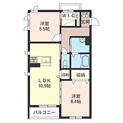 アルカディア1番館 2LDKの間取図画像