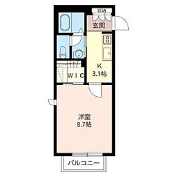 欅コート 1Kの間取図画像