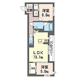 プラチナバレー 2LDKの間取図画像