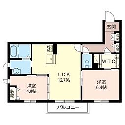 エンテルス 2LDKの間取図画像