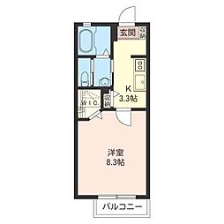 パルティール 1Kの間取図画像