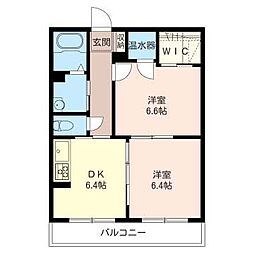 シャルムみのりC3 2DKの間取図画像