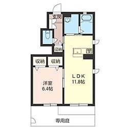 ベルフリージア 1LDKの間取図画像