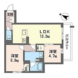 サン宮前 2LDKの間取図画像