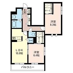 アレアドゥマン 2LDKの間取図画像