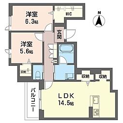 ヴァンガード II 2LDKの間取図画像