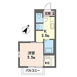 メゾン・ボナール 1Kの間取図画像