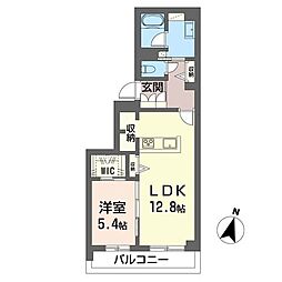 レフィシア文蔵 1LDKの間取図画像