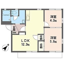 トートーハイツA 2LDKの間取図画像