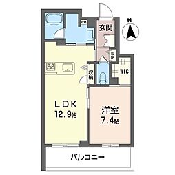 ブルーム アーク 1LDKの間取図画像