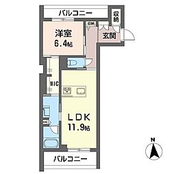 ブルーム アーク 1LDKの間取図画像