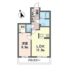 マンション鷹の巣A 1LDKの間取図画像