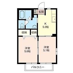 グリーントップA 2Kの間取図画像