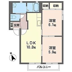 ビバリーヒルズD 2LDKの間取図画像