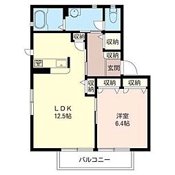 ラフィネB 1LDKの間取図画像