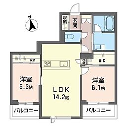 アトリエール F 2LDKの間取図画像