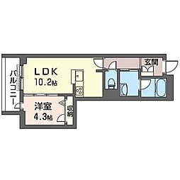 Cocon蕨 1LDKの間取図画像
