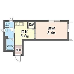 ビエナ喜沢 1DKの間取図画像