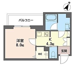 プレシュー航空公園 1Kの間取図画像