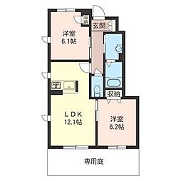 クレア・ド・ムーン 2LDKの間取図画像
