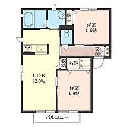 レションデュペーレ2 2LDKの間取図画像