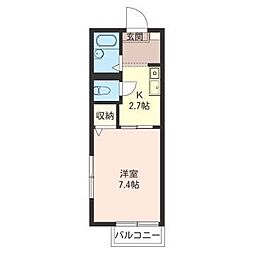 ヴィラ小谷田 1Kの間取図画像