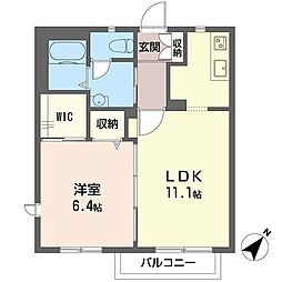 ベルヒルズ 1LDKの間取図画像