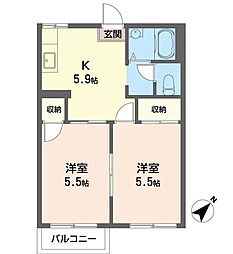 パルコーポ領家 2Kの間取図画像