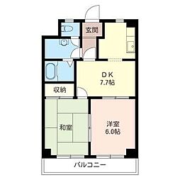 カーサビアンカ 2DKの間取図画像