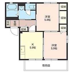 サンハイツ大久保H 2Kの間取図画像