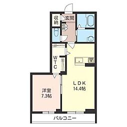 BelleHearts 1LDKの間取図画像