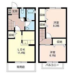 メゾンきよみやC 2LDKの間取図画像