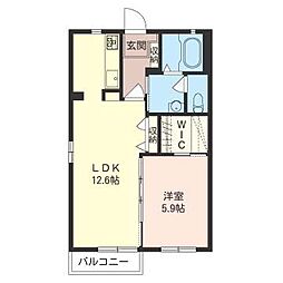 ブルースカイC棟 1LDKの間取図画像