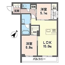 シエル メゾン 2LDKの間取図画像