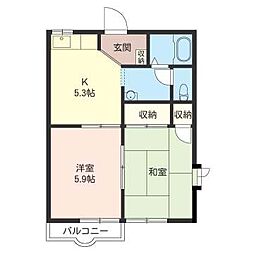 ドエル・ミハラA 2Kの間取図画像
