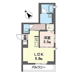 ラ・セラヴィ 1LDKの間取図画像