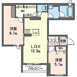 イル・フィオーレ 2LDKの間取図画像
