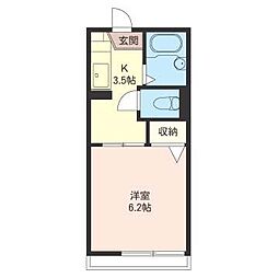 エントピア大和田A 1Kの間取図画像