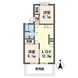 フォンテーヌ 2LDKの間取図画像