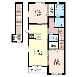ルミエールA 2LDKの間取図画像