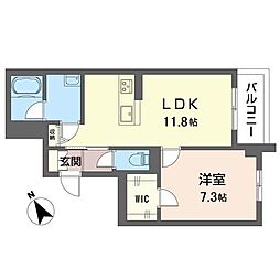 ラ・メゾンドール 1LDKの間取図画像