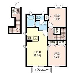 フロウリッシュM 2LDKの間取図画像