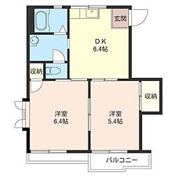 ロジュマン宮本 2DKの間取図画像