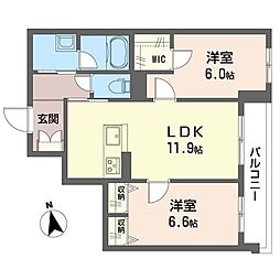 ソルテ津田沼 2LDKの間取図画像
